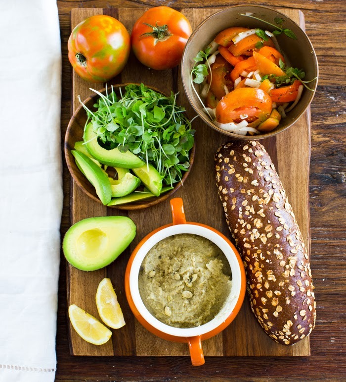 beautifulpicturesofhealthyfood:  Vegan Avocado-Caprese Sandwich with Homemade Pumpkin