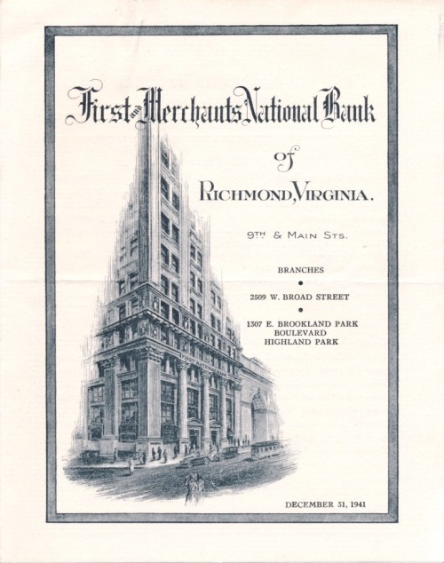 libraryofva:Recent Acquisition - Ephemera CollectionBrochure, 1941First and Merchants National Bank 