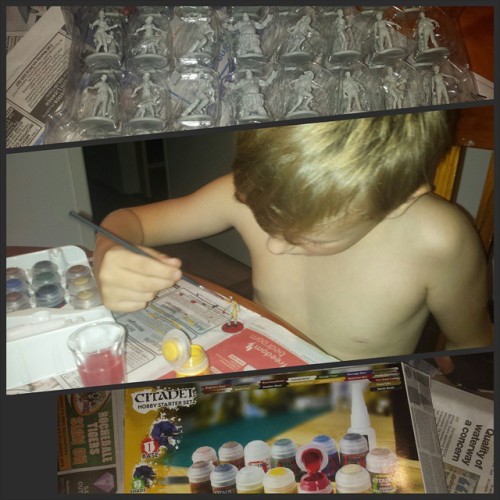 Bought the kids the #citadel starter kit from #gamesworkshop today. Whwn we fot #zombicide i thought