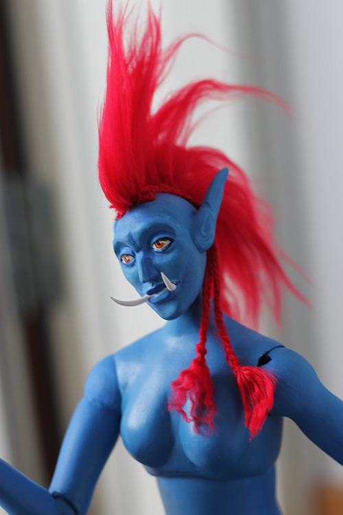 Here’s the finished troll BJD. Will get on making clothes at some point. Feat. my dog and a fl