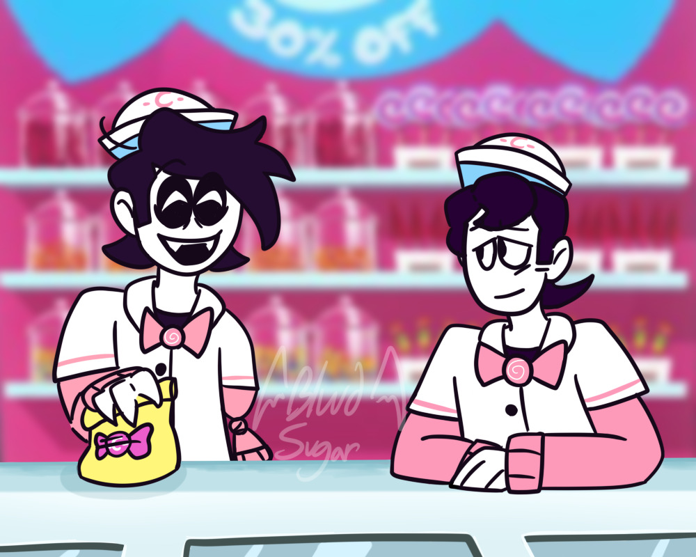 Kevin and I having a conversation while working at Candy Club : r/ spookymonth