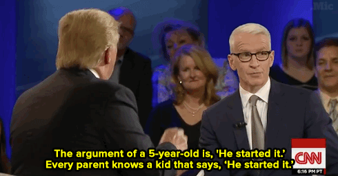 roysyesterdayjam:  micdotcom:  Watch: Trump then tries to weasel out of it by deflecting