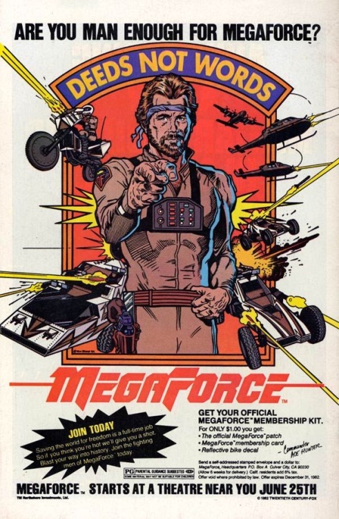 Posters, images, toys, and an Atari 2600 game: box office dud, MegaForce (1982).Sometimes I wonder w