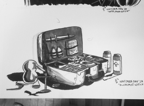 So, today also sucks, but here&rsquo;s the travel kit of an alchemist witch for day 29 of #inkto