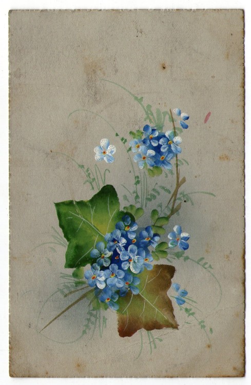 delicately hand painted postcard from 1918