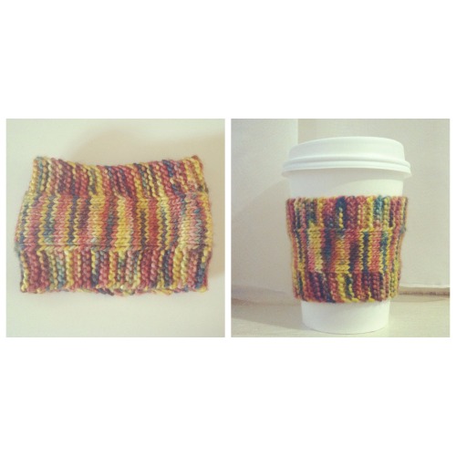 Rainbow Coffee Cozy / Beer Koozie
Materials:
Manos Del Uruguay “Silk Blend (or similar weight)” yarn
US 4 / 3.5 straight needles
Tapestry needle
Directions:
Cast on 18 stitches
Row 1: K4, P10, K4
Row 2: Knit to end of row
Repeat Row 1 and Row 2 until...