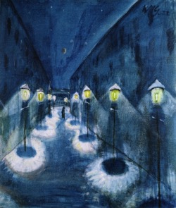 blastedheath:  german-expressionists Walter Gramatté (German, 1897-1929), Nächtliche Strasse [Street by Night], 1922. Oil on canvas, 78.5 x 67.3 cm. 