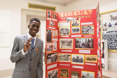 usnatarchives: A National History Day participant poses with his National History Day “Red Tai