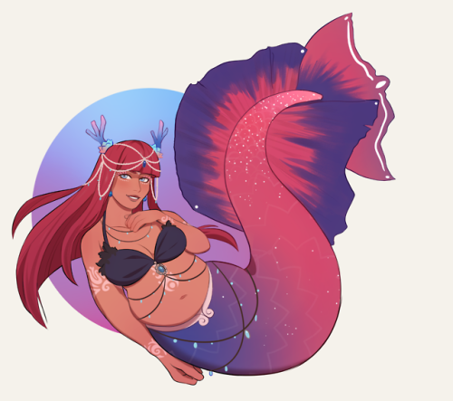 Another mermaid commission! Had a lot of fun with the details thank you <33333