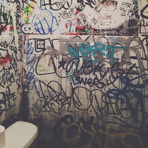 snugglz1nyc:  Bathroom. New York City, Summer 2013. #les #snugglz1 #krink 