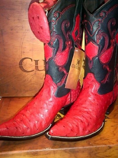 El Potrillo Western Wear 805-568-1943 - Botas Cuadra Avestruz Rojo / Cuadra  Boots Red...