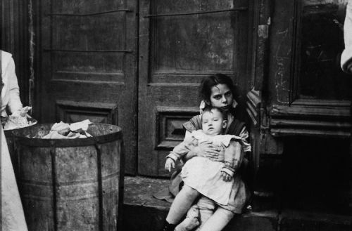 Porn photo Jacob Riis - Girl and a Baby on a Doorstep