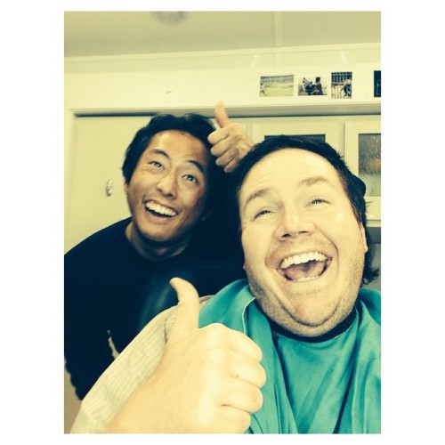 joshmcdermitt: The Walking Dead is fun for the whole family! @steveyeun #TWDfamily