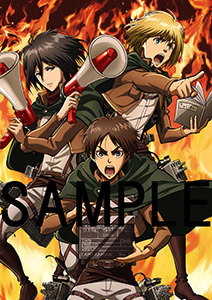 Colored versions of the posters that are part of the Shingeki no Kyojin Zenpen: ~Guren no Yamiya~ (1st Compilation Film) DVD/Blu-Ray preorder gifts! (Source)Flame on!