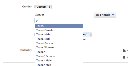 Facebook now has the option to customize your gender! Good for you Facebook.