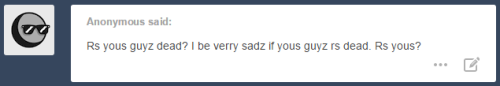 askvinylandoctavia:  Surely it would have been less time to type that properly.  ((Not dead, just barely drawing any more, to observe the mod not being dead, click this.))   x3 <3