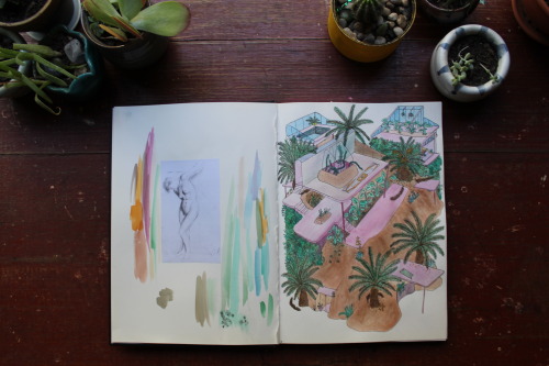 ohcrackohcrack:  trying out some colour in my dream house drawings  i love