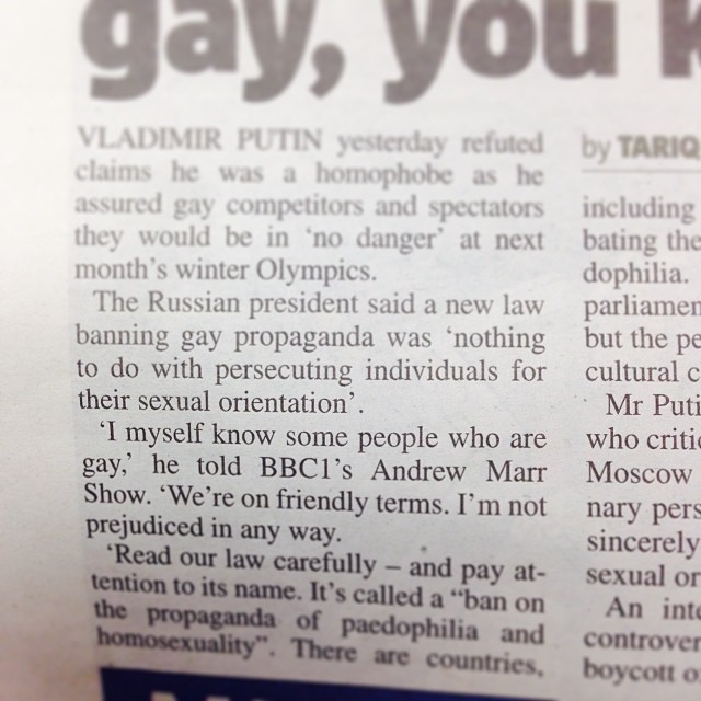 sabrequire:  Thanks Putin. Nice one. And yeh, nothing wrong with banning paedophilia,