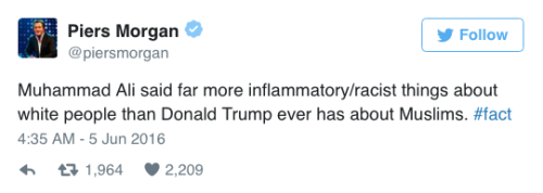 micdotcom:  Piers Morgan’s thoughts on Muhammad Ali’s history as a civil rights activist are predictably distasteful And after being sufficiently dragged on Twitter, Morgan attempted an apology. 