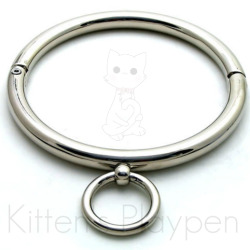kittensplaypenshop:  These just came in - perfect timing~! This is a collar,that locks in using a screw! (Comes with tool to open it- don’t worry!) Very slim AND It’s stainless steel! :) 