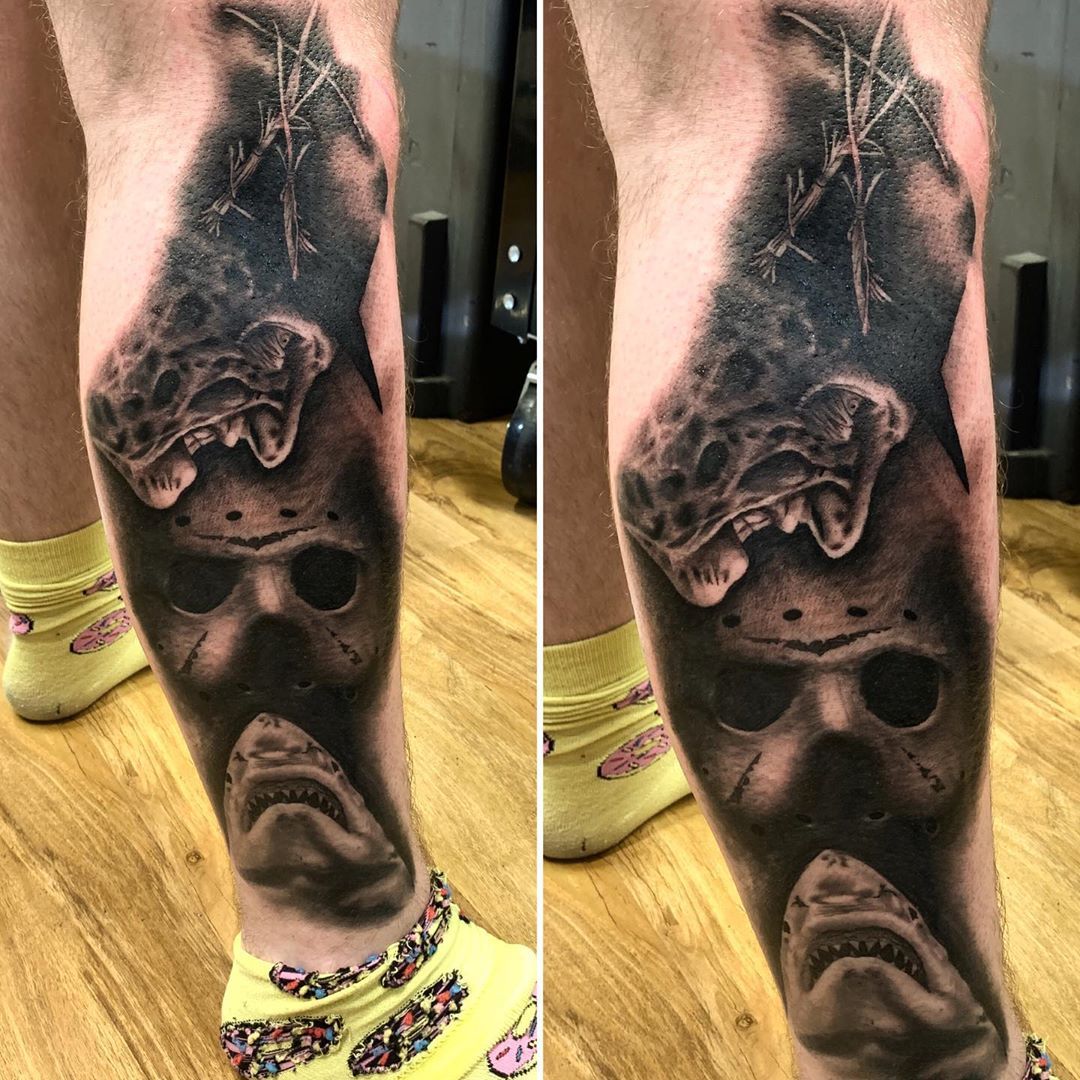 The bottom half of my horror leg sleeve The nurse from Silent Hill was  fresh in this photo Done by Audie Fulfer at High Class Tattoo in Fresno  CA  rtattoos