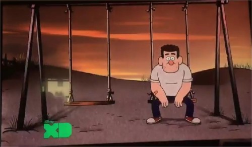 narcolepticsponge:  I’ve come up with a theory about the meaning of the swing set in Grunkle Stan’s past and mind. First, we have the Stans sitting together, the Author on the left, Stan to the right. Next, Stan is sitting alone without his brother.