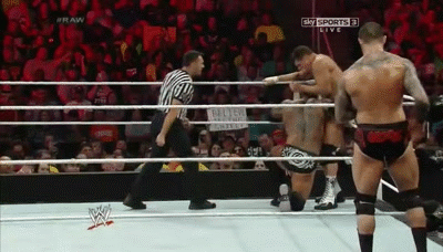 Not even 5 mins into the match and Randy can&rsquo;t help but touch himself.