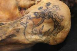 mama-macabre:  Discovered in 1993, the remains of a 2,500 year old woman known as the Ukok Princess (or Siberian Ice Maiden) are covered in tattoos. It was recently found that she suffered from breast cancer and self-medicated with marijuana. Scientists