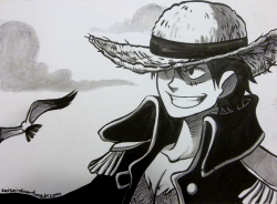 Artsycrapfromsai:  Forgot To Post This It’s A Luffy I Painted With Indian Ink A