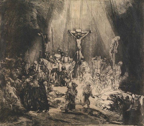 weenisofoz: Christ Crucified Between Two Thieves Rembrandt, 1653 Jesus said, “Father, forgive 