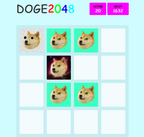 laughingsquid:
“ DOGE2048, A Video Game Where Various Doge Image Macros Are Combined Into Other Doge Image Macros
”
Es como el otro, solo es encontrar el algoritmo, pero muchísimo más divertido.
Aquí el tope al que se puede llegar.