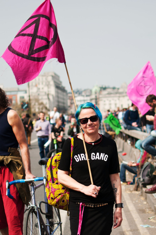 Climate change activist at Waterloo Bridge