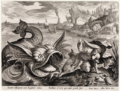 Antonius Wierix II (1855-1604) (after Maerten de Vos), &lsquo;Jonah Cast on Shore by the Fish&rsquo;