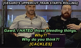 ledamemangociana:“By the way - it’s not good to have your head between Cesaro’s