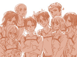 christmas-ereri:  joskusjoy:  awkward group picture bEFORE ANY OF THEM DIES  #and eren’s hand may or may not be on levi’s butt 