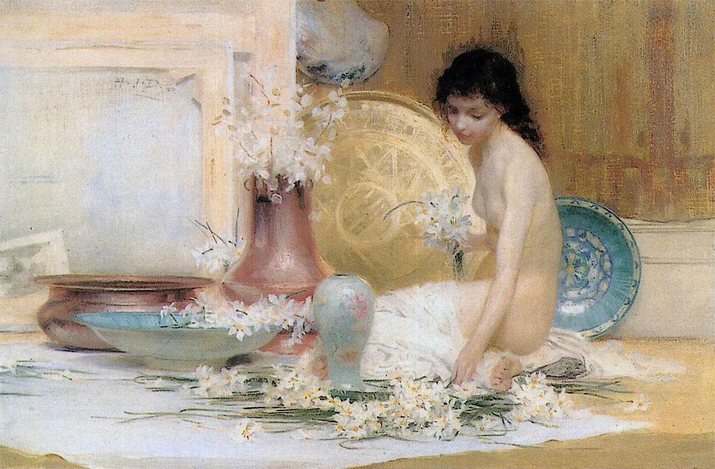 artbeautypaintings:In the studio - Herbert James Draper