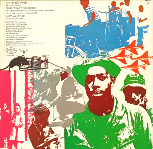 Gary Wolkowitz, illustration for Curtis Mayfield, Back to the world, 1973. Buddah records. AD: Glen 
