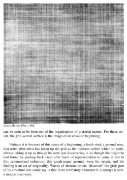 punksvspreps:  Agnes Martin, Play, 1966      text: Rosalind Krauss, The Originality of the Avante-Garde and Other Modernist Myths 