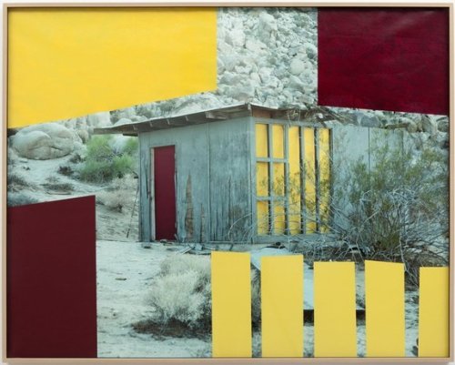 museumuesum:  Sam Falls Untitled (House, Red and Yellow, Joshua Tree, CA), 2012, enamel on archival pigment print, 44 x 55-½ inches Untitled (House, Red and Blue, Joshua Tree, CA), 2012, enamel on archival pigment print, 44 x 55-½ inches
