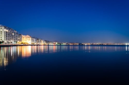 Greece A night view of Thessaloniki and Thermaikos bay. Photo by Alexis Ntounas