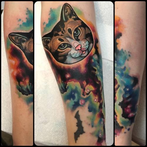 electrictattoos:  rizzabootattoos:  Space kitty I tattooed today ,thanks Nadia, you sat great 😸✨#spacekitty #cattoo #spaceswag #neonnebula #rizza_boo #bathstreettattoocollective  #tattoosuppliesuk #glasgowtattooist #tattoosnob #tattooartistmagazine