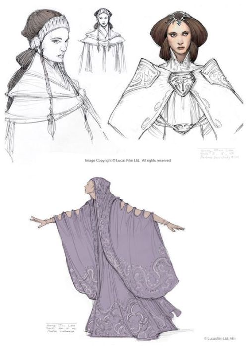 celinamarniss:Concept art for Padme’s dresses by Ian McCaig, Sang Jun Lee and Dermot Power