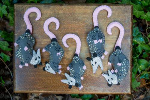 artofmaquenda: I’m so happy with my opossum felt ornaments! All handmade and unique designs! ^