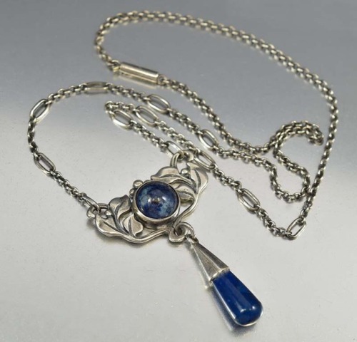 boylerpf:Arts & Crafts Sterling Silver Lapis Lazuli Necklace Art Nouveauvia Boylerpf