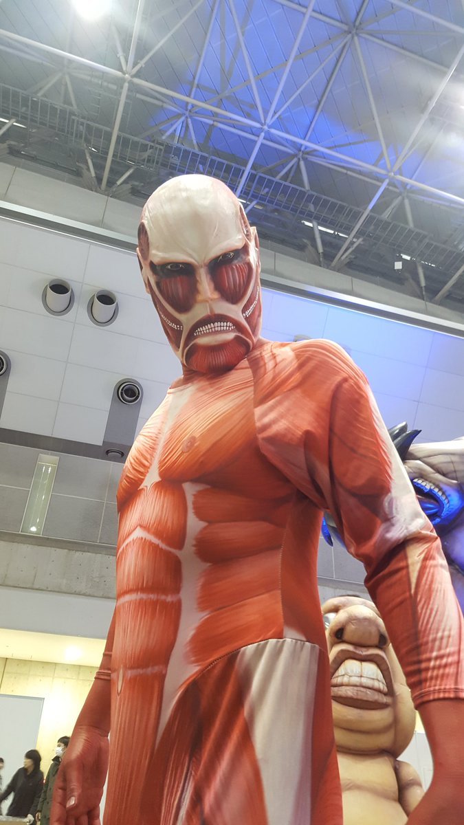 A look at the Shingeki no Kyojin displays at AnimeJapan 2017, such as the inflatable