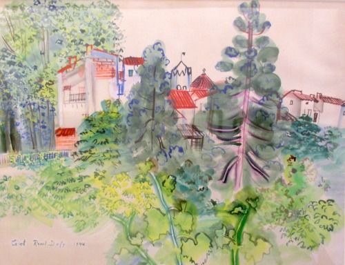 Landscape of Ceret, The church   -   Raoul Dufy, 1940French,1877-1953gouache on paper, 42 x 56cm. 