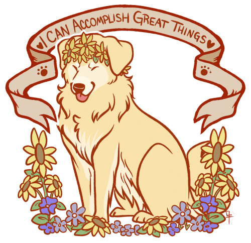 gaelfox: These Inspirational Pups will hebrighten your day with words of wisdom. Available in many products, from stickers to cases to notebooks and apparel, on my Redbubble Store