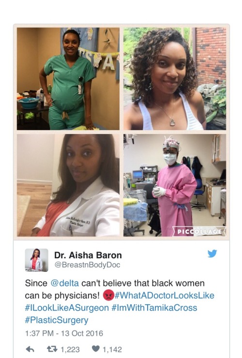 blackgirlsaregold:What a doctor looks like hashtag for Tamika Cross on social media