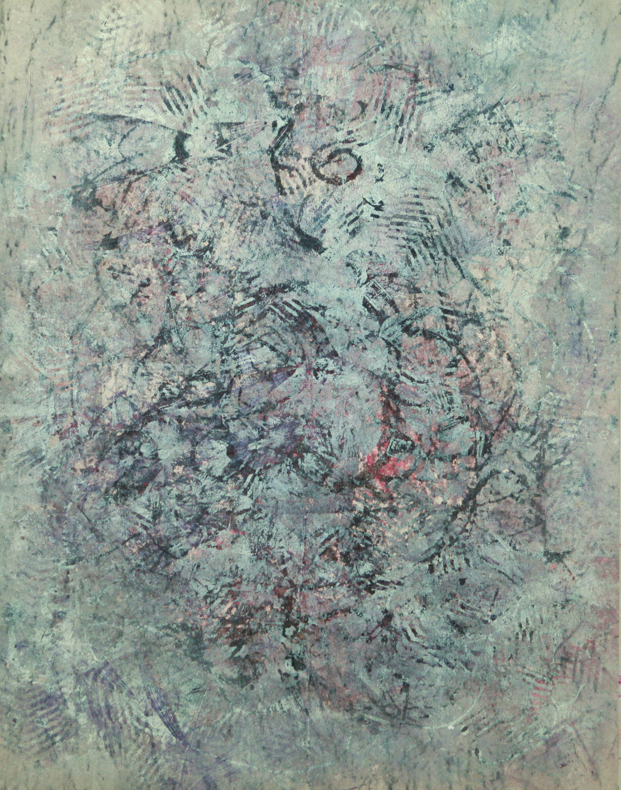lafilleblanc:  Submission Moch Acrylic, charcoal, and fruit juice stains on canvas, 2013