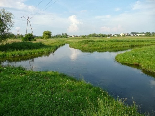 Welna and Nielba river bifurcation in Wagrowiec, Poland